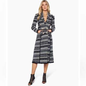 Ramy Brook Erinn pea coat XXS tweed sequin stripe black white grey
